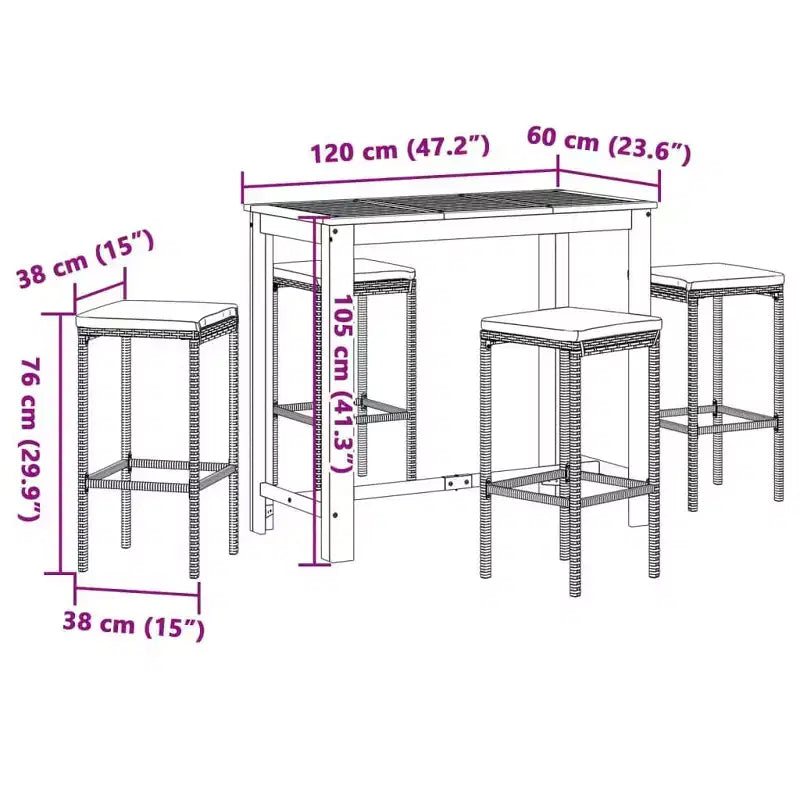 vidaXL Garden Bar Set with Solid Acacia and Poly Rattan
