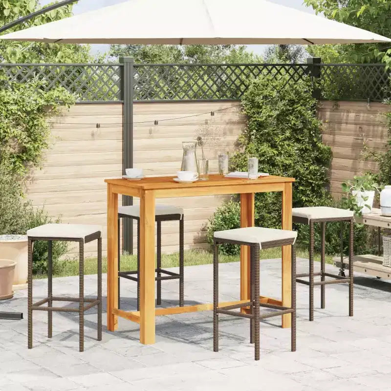 vidaXL Garden Bar Set with Solid Acacia and Poly Rattan