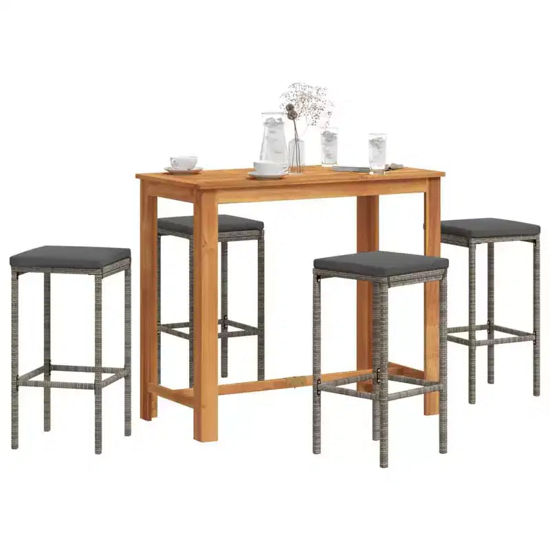 vidaXL Garden Bar Set with Solid Acacia and Poly Rattan