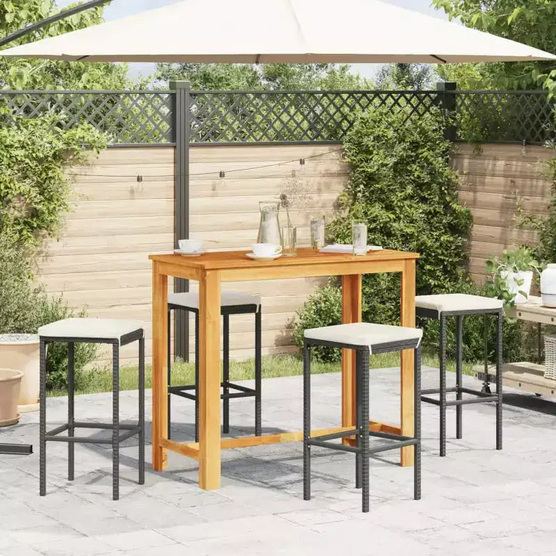 vidaXL Garden Bar Set with Solid Acacia and Poly Rattan