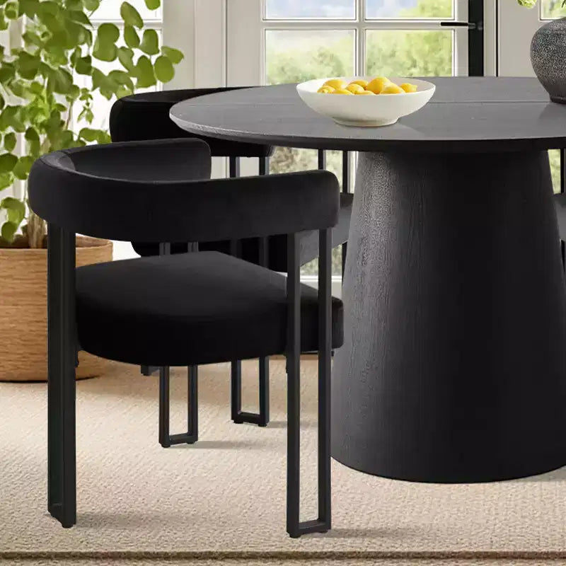 47-83 Extendable Dining Table Set for 4, Black Table and 4 Upholstered Velvet Dining Chairs with Metal Legs, Modern Style-Panipeachy