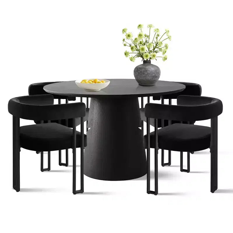 47-83 Extendable Dining Table Set for 4, Black Table and 4 Upholstered Velvet Dining Chairs with Metal Legs, Modern Style-Panipeachy