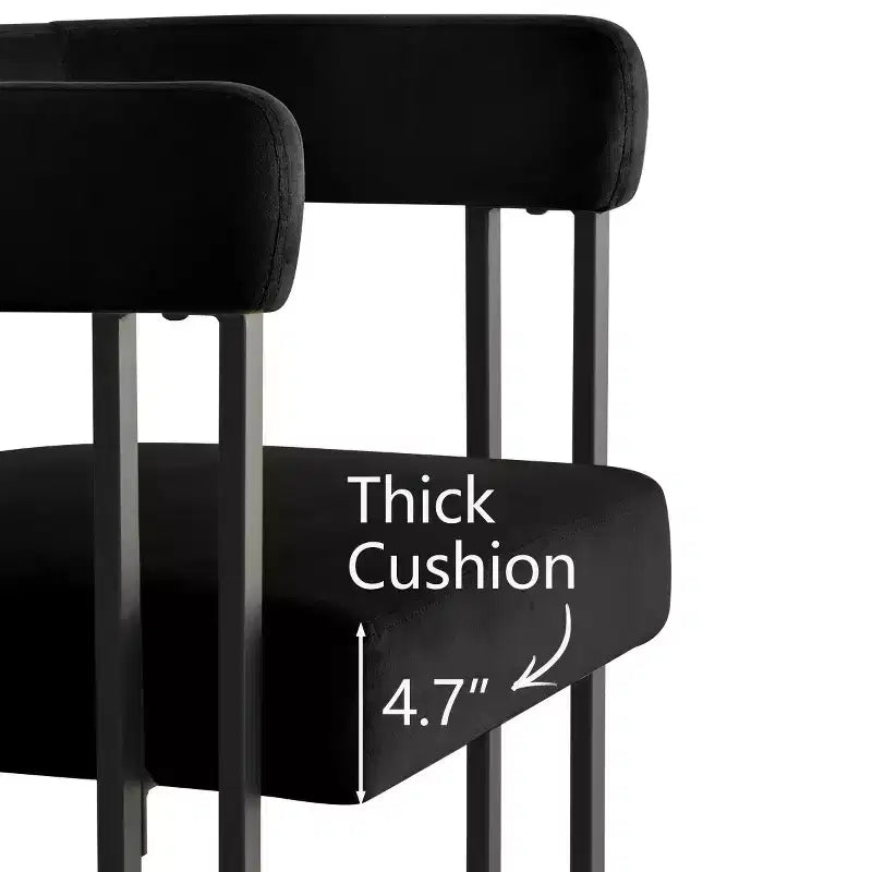 47-83 Extendable Dining Table Set for 4, Black Table and 4 Upholstered Velvet Dining Chairs with Metal Legs, Modern Style-Panipeachy