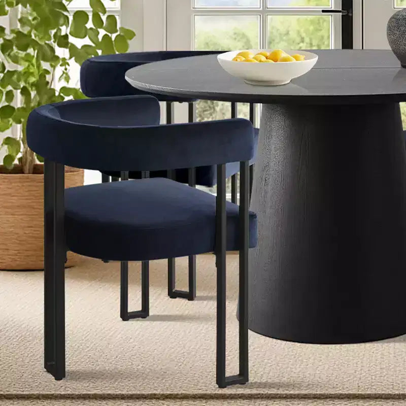 47-83 Extendable Dining Table Set for 4, Black Table and 4 Upholstered Velvet Dining Chairs with Metal Legs, Modern Style-Panipeachy