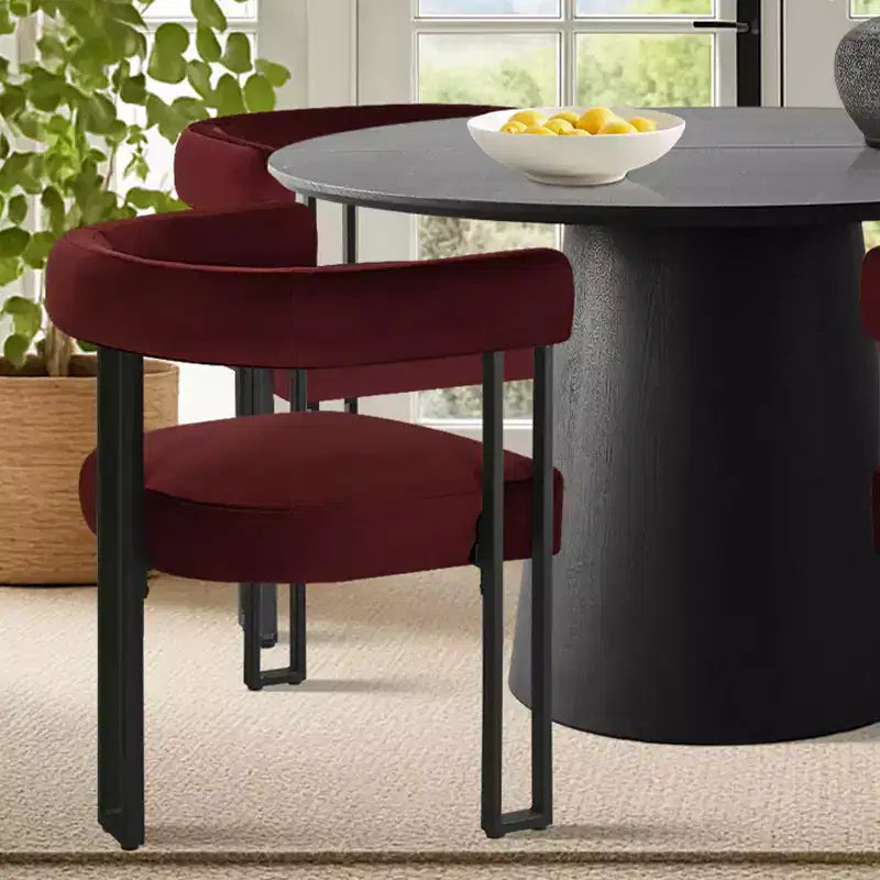 47-83 Extendable Dining Table Set for 4, Black Table and 4 Upholstered Velvet Dining Chairs with Metal Legs, Modern Style-Panipeachy