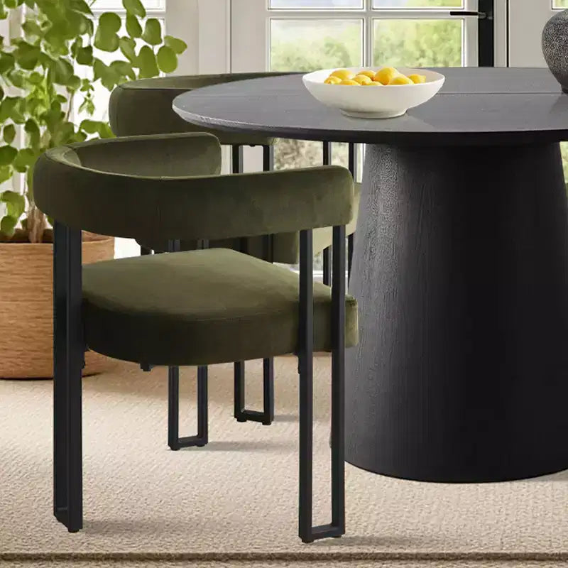 47-83 Extendable Dining Table Set for 4, Black Table and 4 Upholstered Velvet Dining Chairs with Metal Legs, Modern Style-Panipeachy