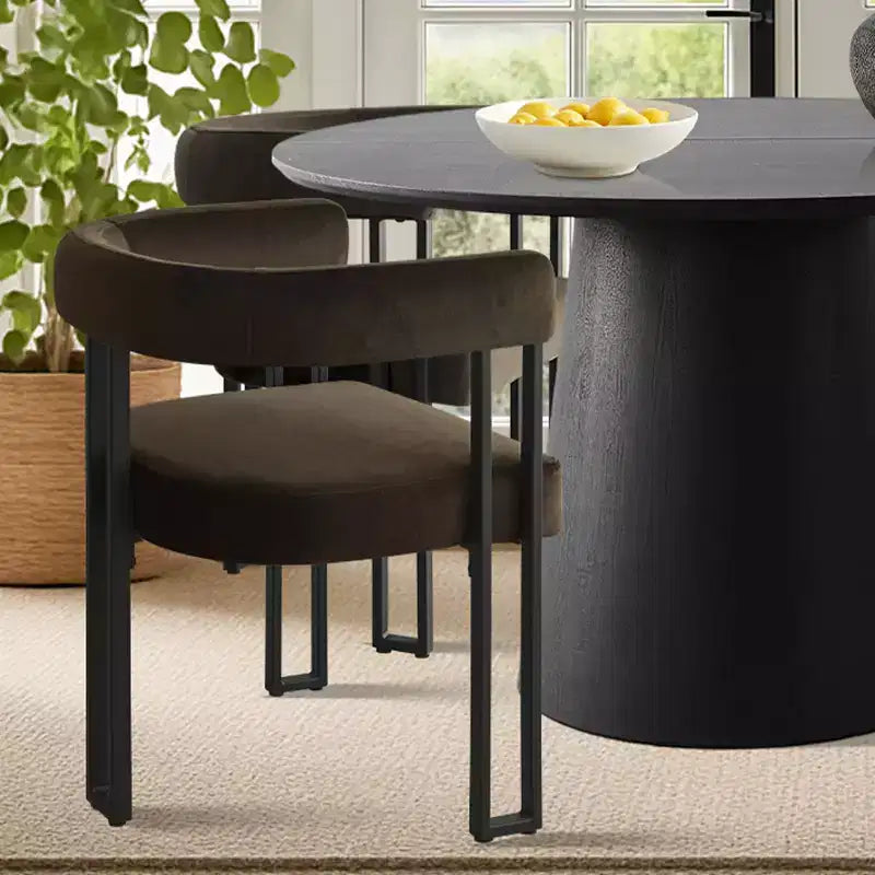 47-83 Extendable Dining Table Set for 4, Black Table and 4 Upholstered Velvet Dining Chairs with Metal Legs, Modern Style-Panipeachy