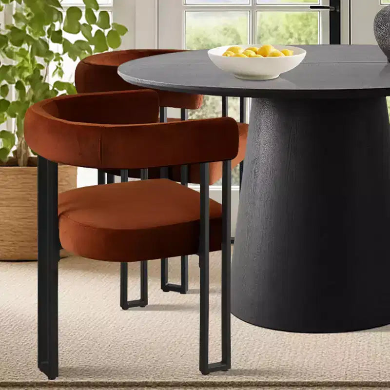 47-83 Extendable Dining Table Set for 4, Black Table and 4 Upholstered Velvet Dining Chairs with Metal Legs, Modern Style-Panipeachy