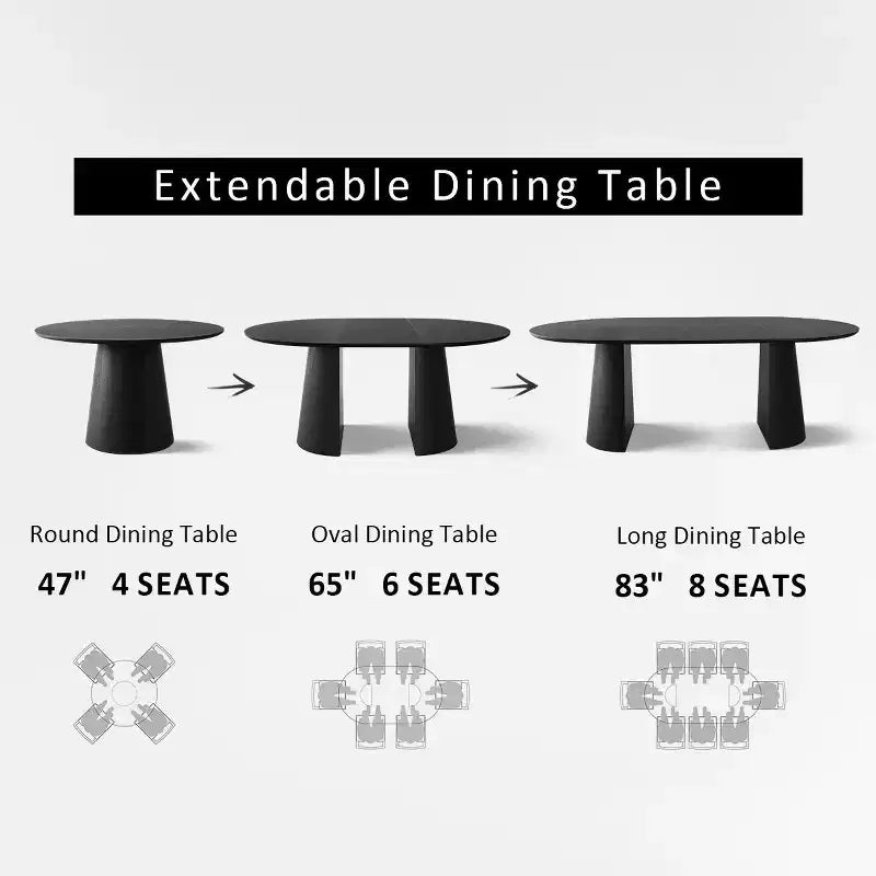 47-83 Extendable Dining Table Set for 4, Black Table and 4 Upholstered Velvet Dining Chairs with Metal Legs, Modern Style-Panipeachy
