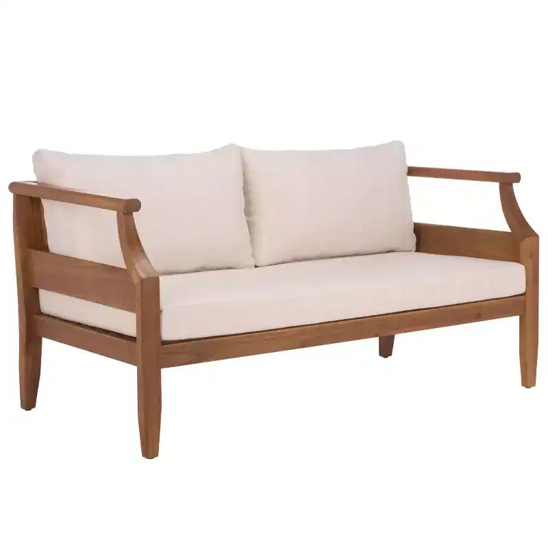 Alta Bench & Table Patio Set - Indoor/Outdoor - PAT6812 - Teak Brown/Cream - Safavieh