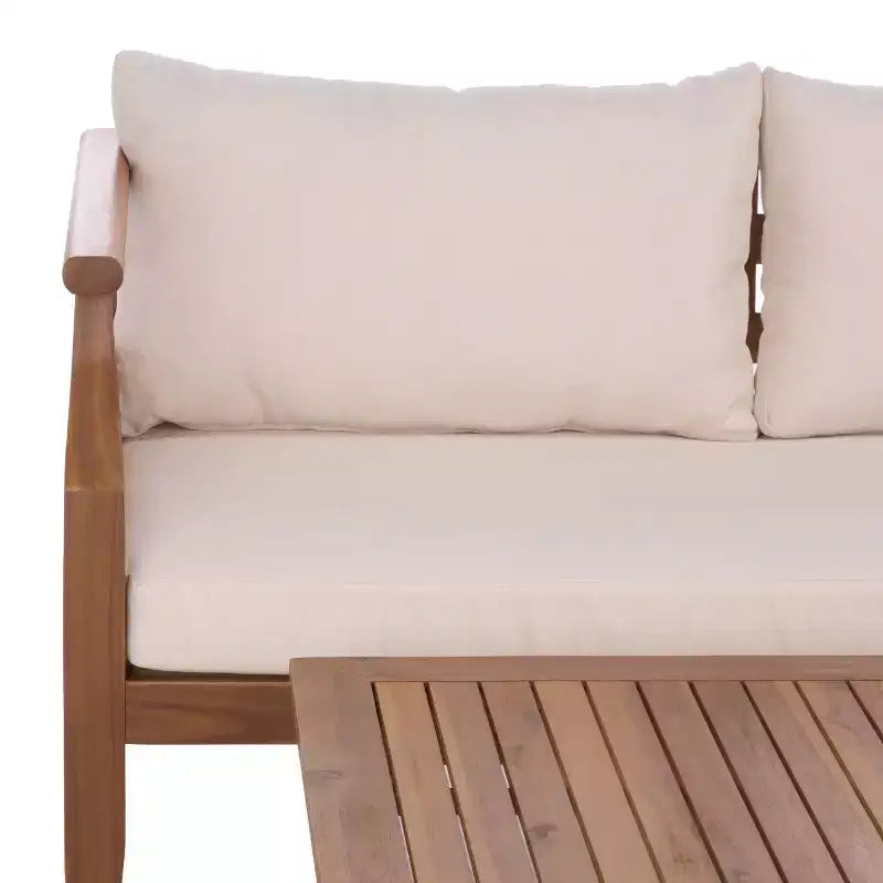 Alta Bench & Table Patio Set - Indoor/Outdoor - PAT6812 - Teak Brown/Cream - Safavieh