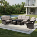 UPTIOT Premium Outdoor Sofa Set with Wicker Chairs, Ottomans, and Coffee Table
