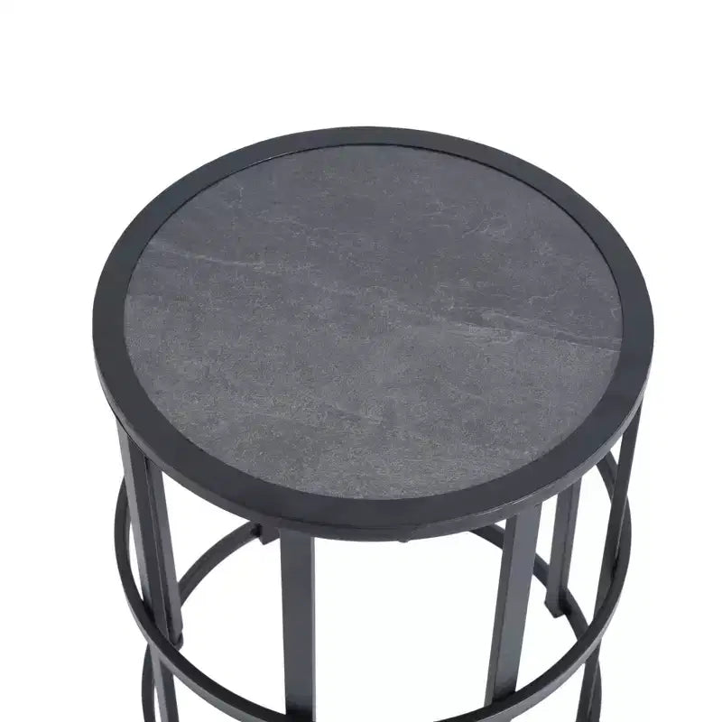 Christopher Knight Home Liliane 3 Piece Outdoor Acacia Wood Rope Chair with Ceramic Tile End Table