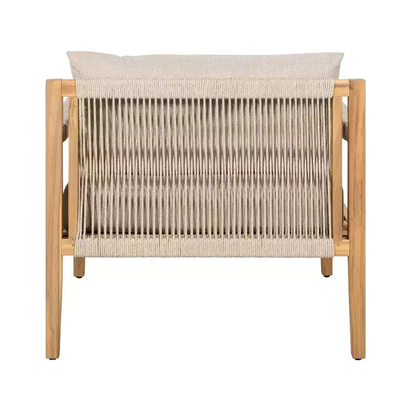 Christopher Knight Home Liliane 3 Piece Outdoor Acacia Wood Rope Chair with Ceramic Tile End Table