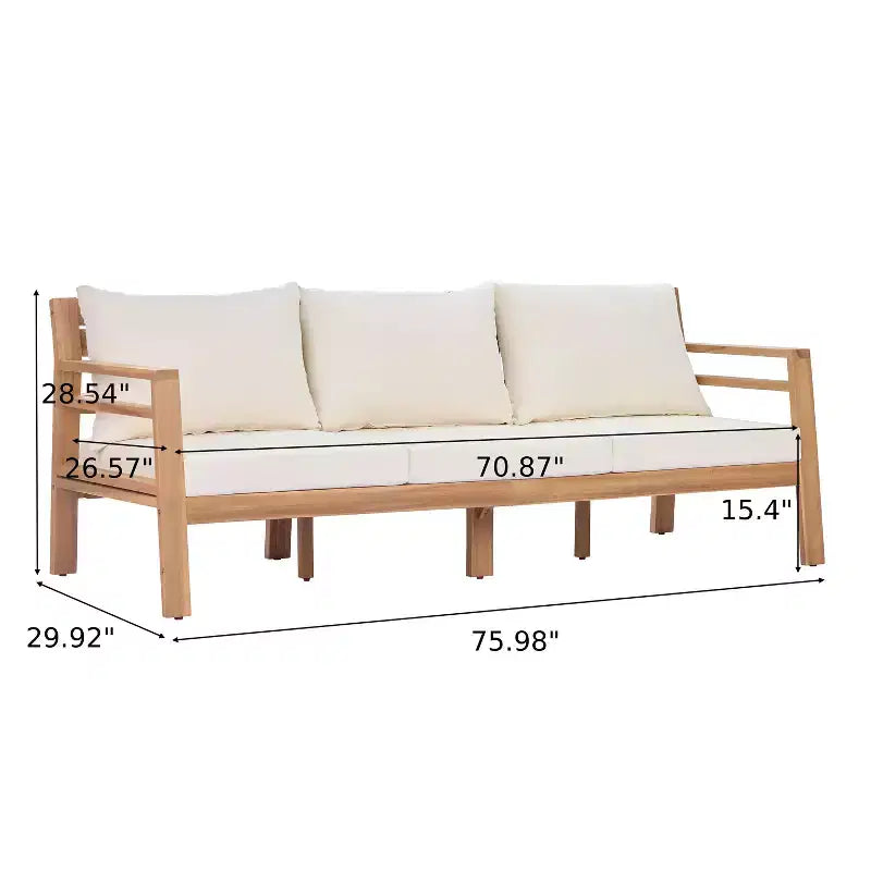 Christopher Knight Home Niran Modern 5 Piece Acacia Wood Patio Seating Set with Curved Backrest Design and Cushions