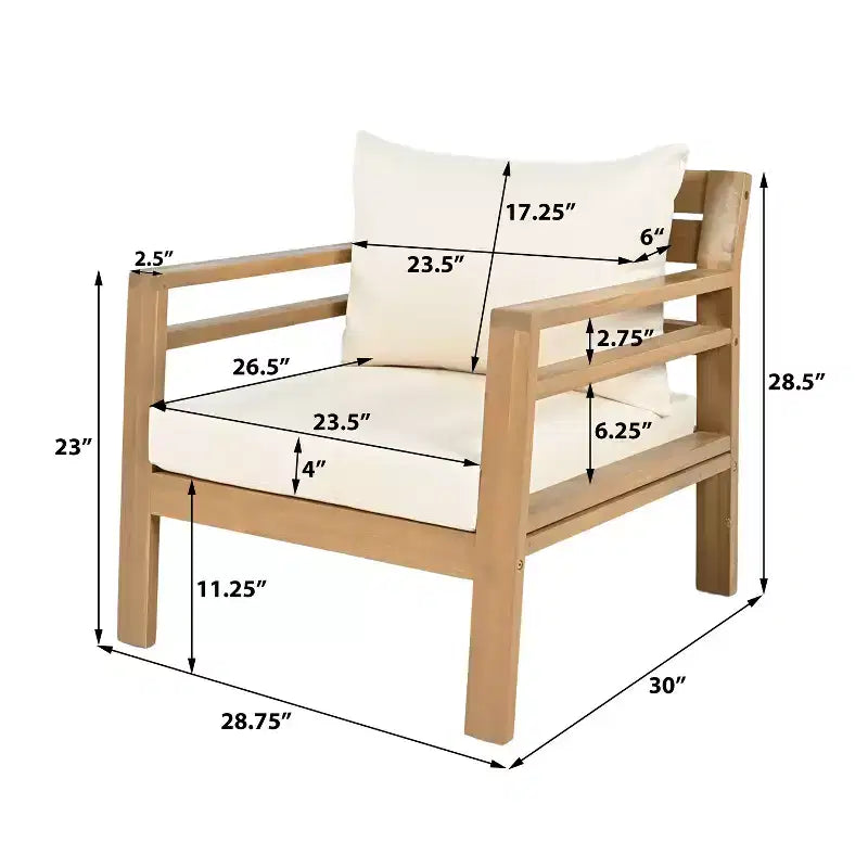 Christopher Knight Home Niran Modern 5 Piece Acacia Wood Patio Seating Set with Curved Backrest Design and Cushions