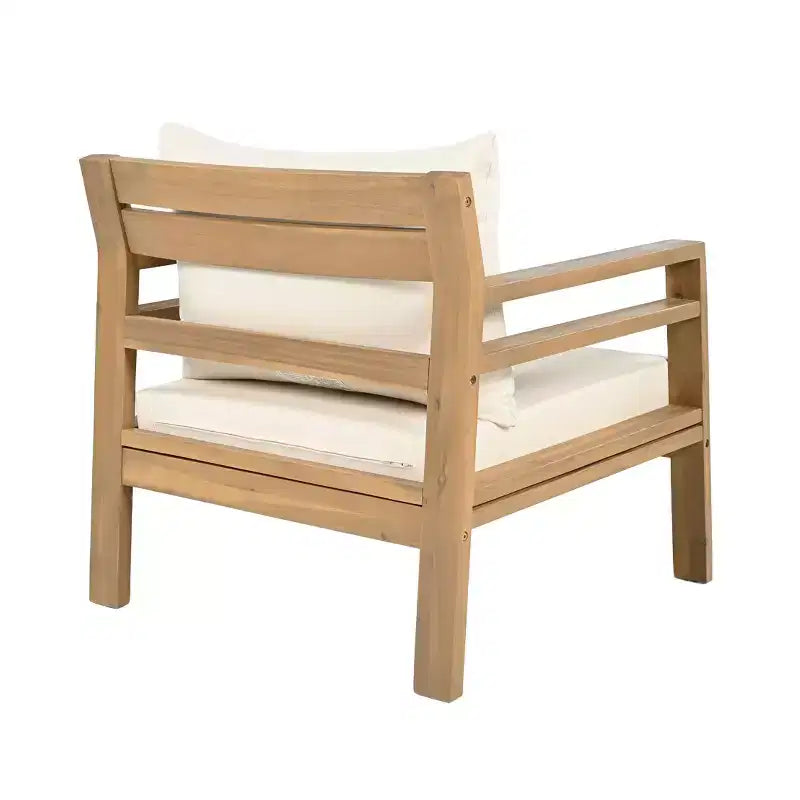 Christopher Knight Home Niran Modern 5 Piece Acacia Wood Patio Seating Set with Curved Backrest Design and Cushions