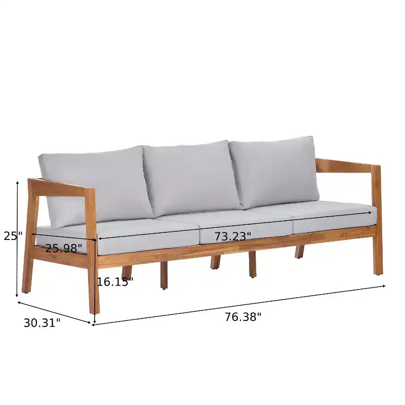 Christopher Knight Home Phachara Modern 4 Piece Acacia Wood Patio Seating Set with Cushions and Slatted Table