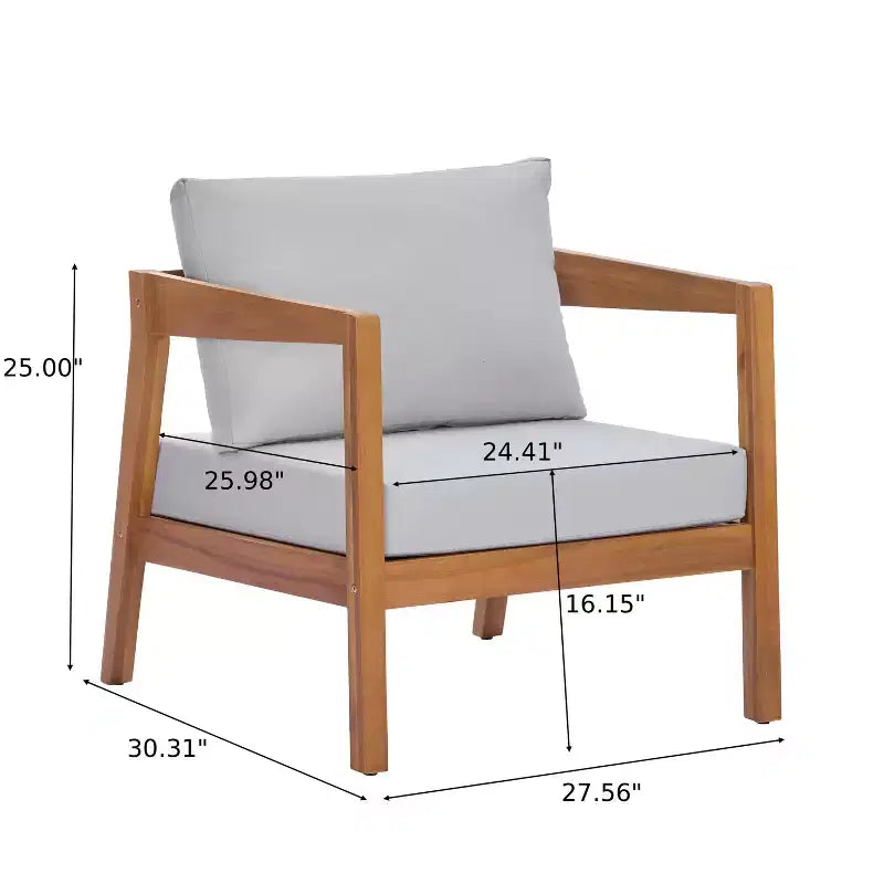 Christopher Knight Home Phachara Modern 4 Piece Acacia Wood Patio Seating Set with Cushions and Slatted Table