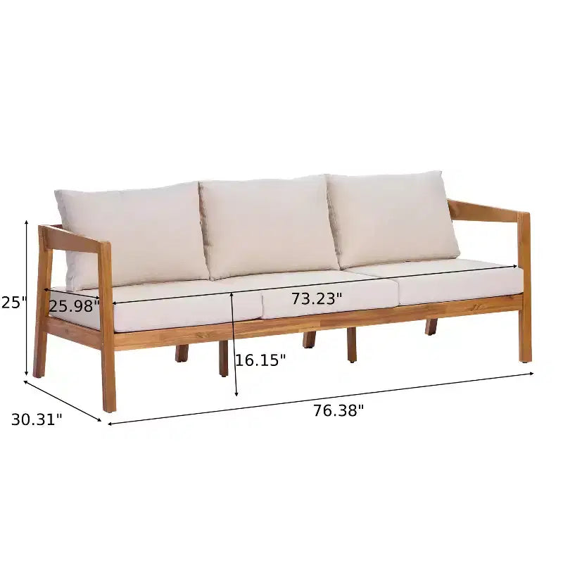 Christopher Knight Home Phachara Modern 4 Piece Acacia Wood Patio Seating Set with Cushions and Slatted Table