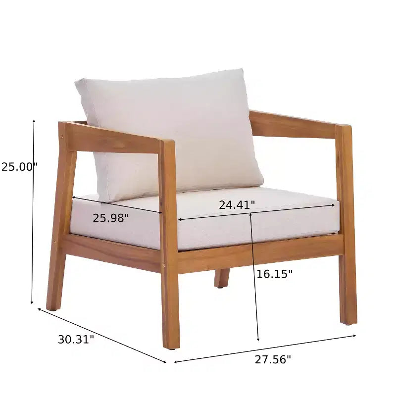 Christopher Knight Home Phachara Modern 4 Piece Acacia Wood Patio Seating Set with Cushions and Slatted Table