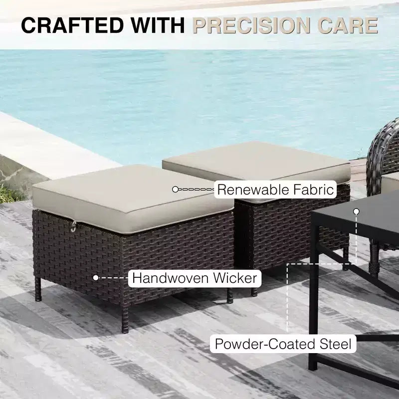 UPTIOT Outdoor Swivel Chair Set: 1 Sofa, 4 Swivel Chairs, 2 Ottomans & All-Weather Design