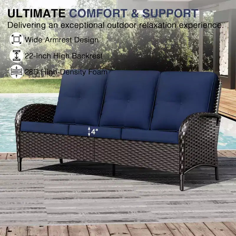 UPTIOT Outdoor Swivel Chair Set: 1 Sofa, 4 Swivel Chairs, 2 Ottomans & All-Weather Design