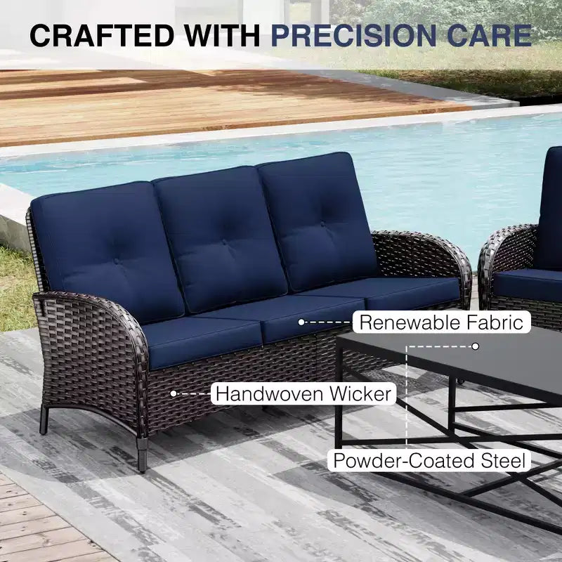 UPTIOT Outdoor Swivel Chair Set: 1 Sofa, 4 Swivel Chairs, 2 Ottomans & All-Weather Design