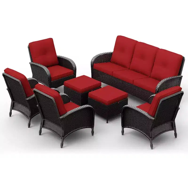 UPTIOT Outdoor Swivel Chair Set: 1 Sofa, 4 Swivel Chairs, 2 Ottomans & All-Weather Design