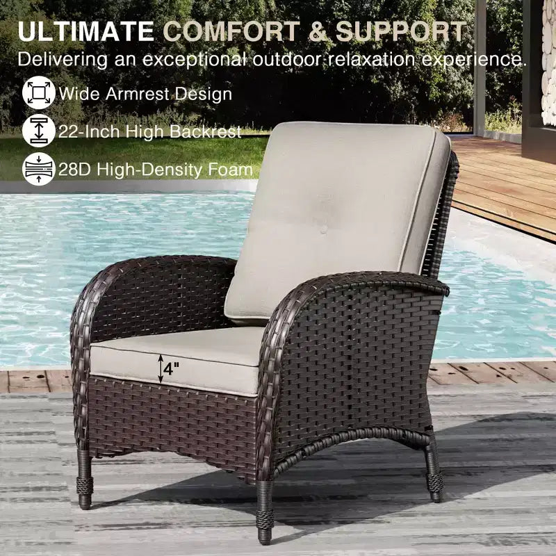 UPTIOT Outdoor Swivel Chair Set: 1 Sofa, 4 Swivel Chairs, 2 Ottomans & All-Weather Design