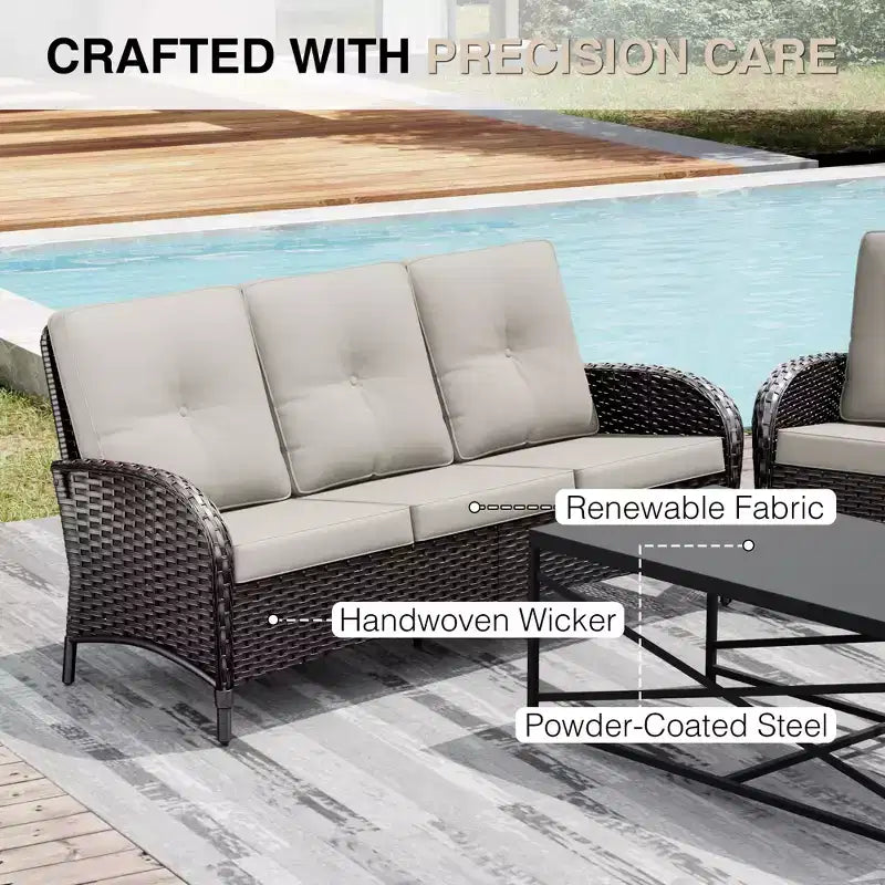 UPTIOT Outdoor Swivel Chair Set: 1 Sofa, 4 Swivel Chairs, 2 Ottomans & All-Weather Design
