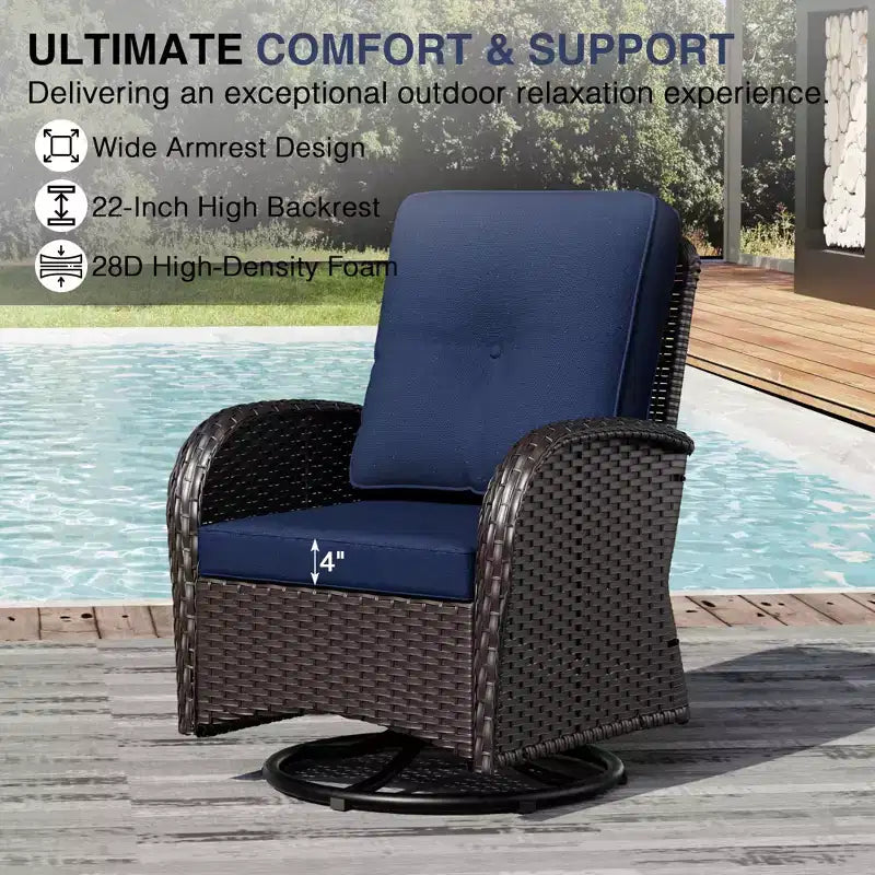 UPTIOT 7-Piece Outdoor Patio Set with 3-Seat Sofa, Two Swivel Chairs, Ottomans, Coffee & Side Tables