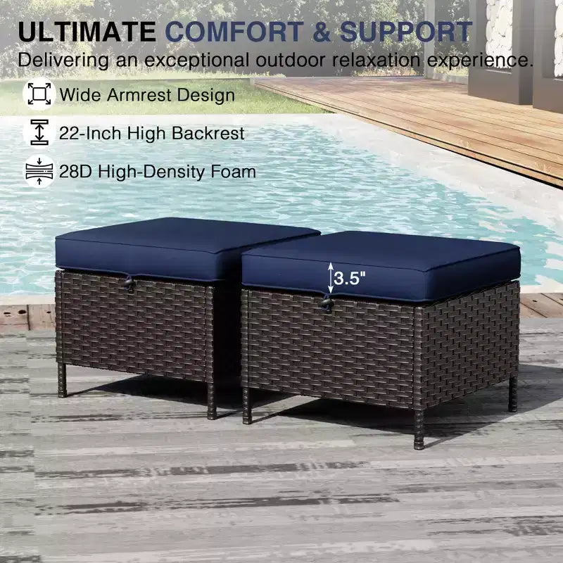UPTIOT 7-Piece Outdoor Patio Set with 3-Seat Sofa, Two Swivel Chairs, Ottomans, Coffee & Side Tables