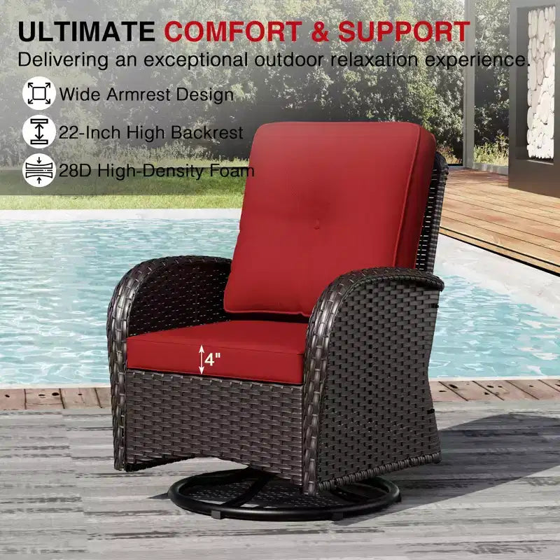 UPTIOT 7-Piece Outdoor Patio Set with 3-Seat Sofa, Two Swivel Chairs, Ottomans, Coffee & Side Tables
