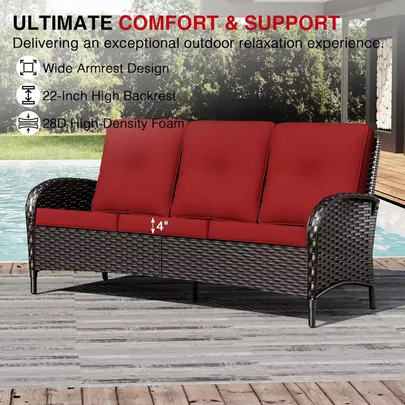 UPTIOT 7-Piece Outdoor Patio Set with 3-Seat Sofa, Two Swivel Chairs, Ottomans, Coffee & Side Tables