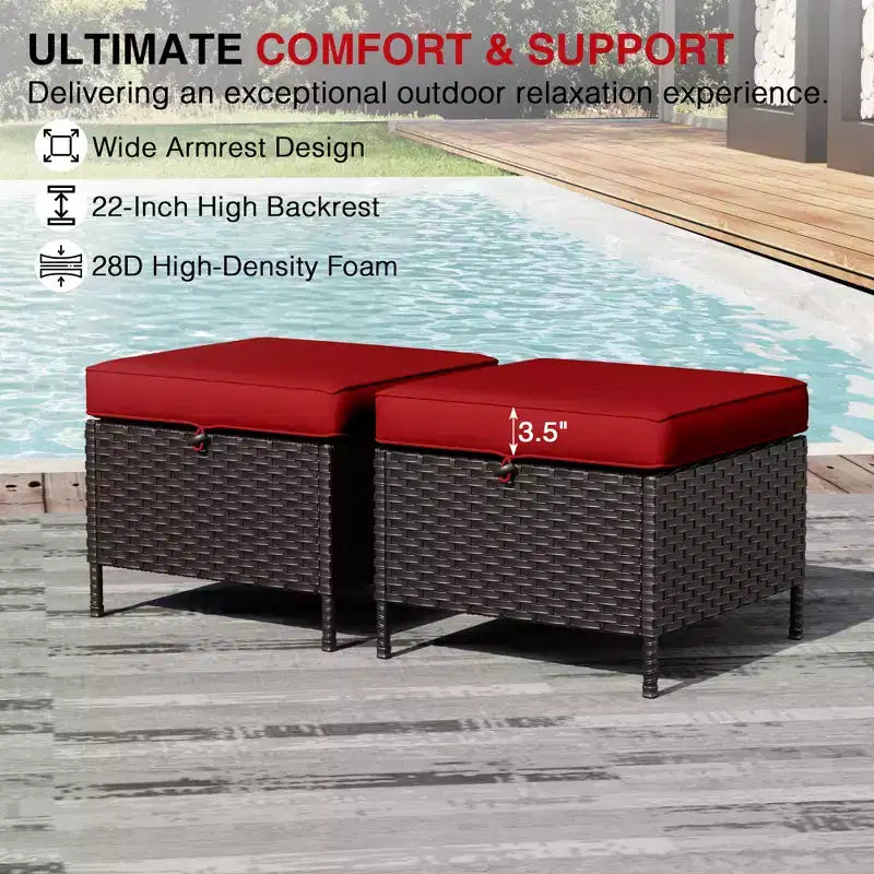 UPTIOT 7-Piece Outdoor Patio Set with 3-Seat Sofa, Two Swivel Chairs, Ottomans, Coffee & Side Tables