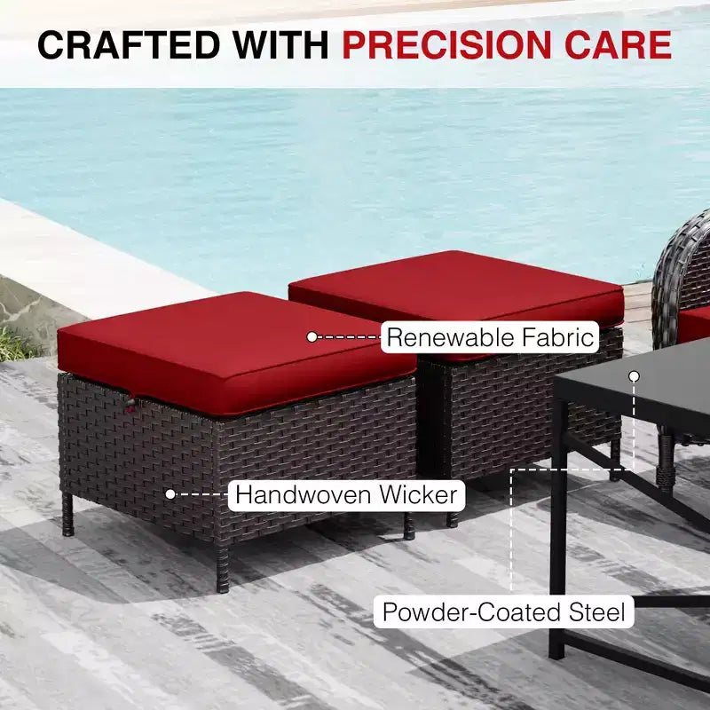 UPTIOT 7-Piece Outdoor Patio Set with 3-Seat Sofa, Two Swivel Chairs, Ottomans, Coffee & Side Tables