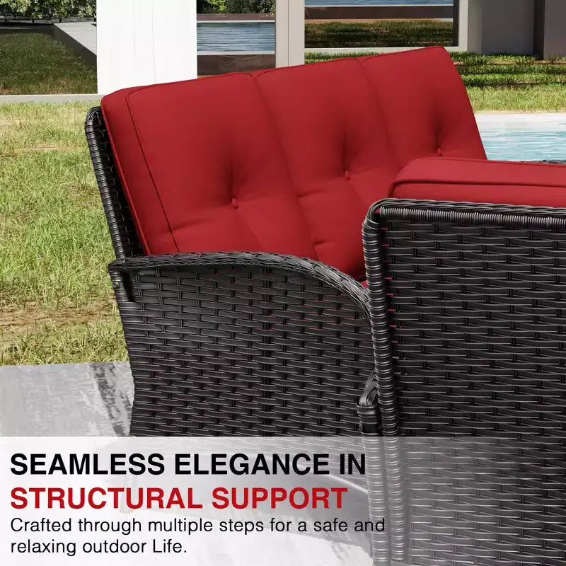 UPTIOT 7-Piece Outdoor Patio Set with 3-Seat Sofa, Two Swivel Chairs, Ottomans, Coffee & Side Tables