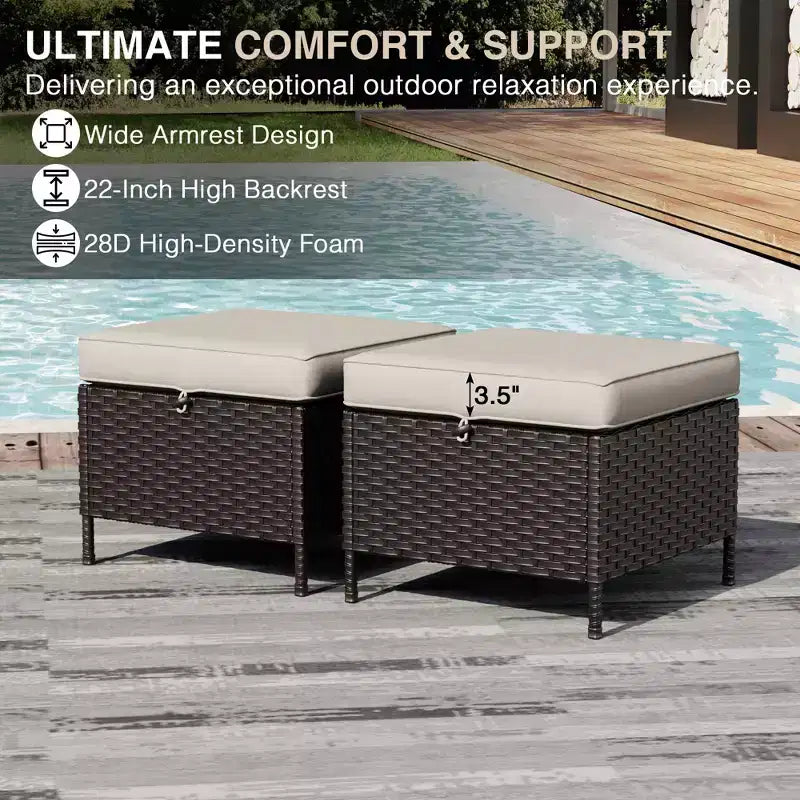 UPTIOT 7-Piece Outdoor Patio Set with 3-Seat Sofa, Two Swivel Chairs, Ottomans, Coffee & Side Tables