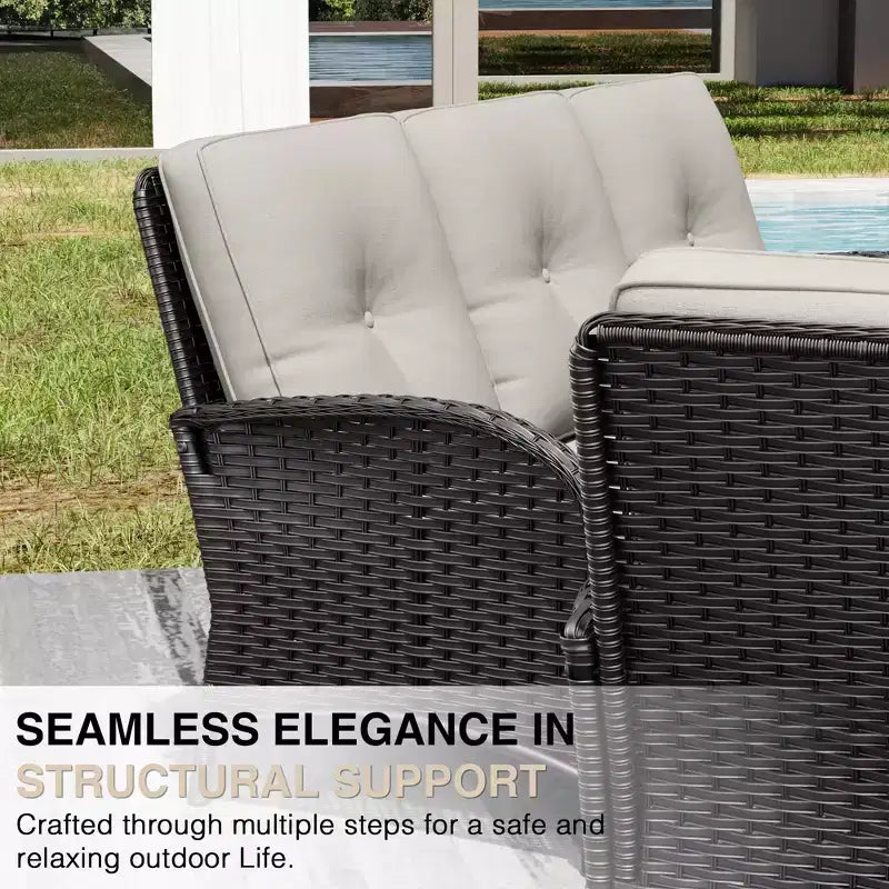UPTIOT 7-Piece Outdoor Patio Set with 3-Seat Sofa, Two Swivel Chairs, Ottomans, Coffee & Side Tables