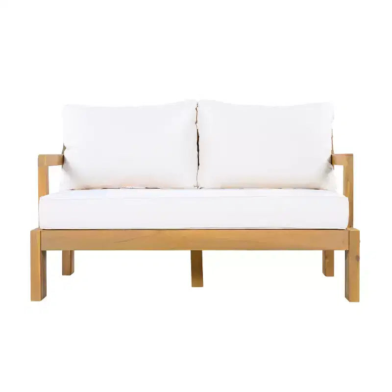 Christopher Knight Home Letizia Modern 5 Piece Patio Acacia Wood Seating Set and Coffee Table