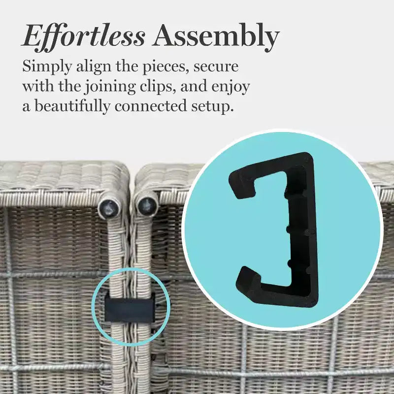 Martha Stewart All-Weather Rattan Wicker Patio Loveseat, 2 Chairs,Coffee Table - Weathered Gray