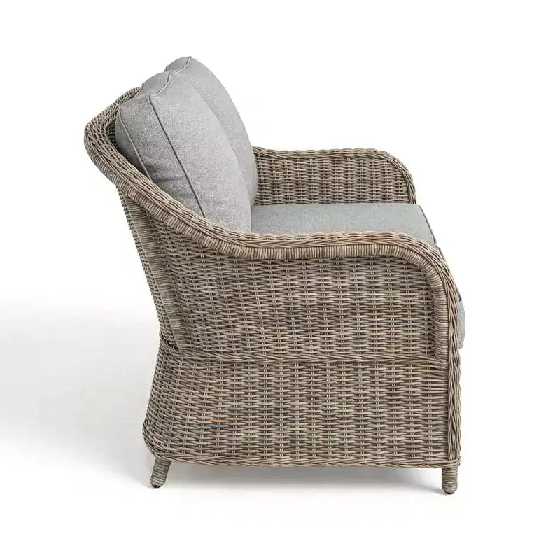 Martha Stewart All-Weather Rattan Wicker Patio Loveseat, 2 Chairs,Coffee Table - Weathered Gray