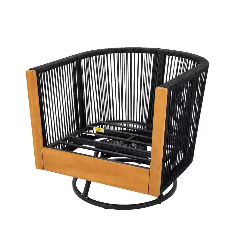 Christopher Knight Home Ananda Modern 3 Piece Acacia Patio Swivel Chairs with Rope Design and Table Set