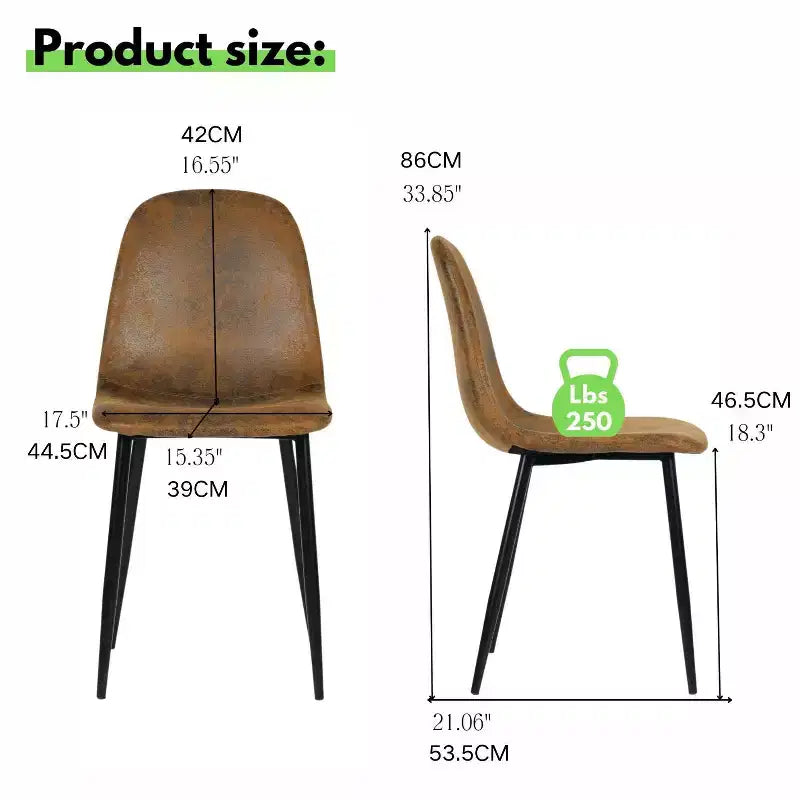 FurnitureR 5 Piece Dining Table Set with 4 Suede Chairs, MDF Wood Dining Table with Metal Legs, Modern Kitchen Dining Set for Dining Room or Apartment