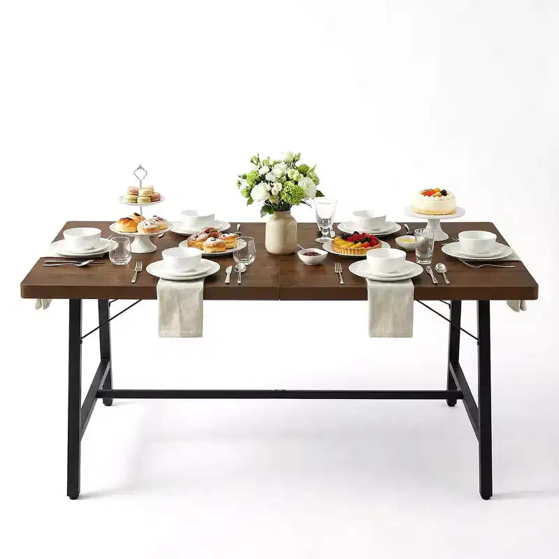 FurnitureR 5 Piece Dining Table Set with 4 Suede Chairs, MDF Wood Dining Table with Metal Legs, Modern Kitchen Dining Set for Dining Room or Apartment