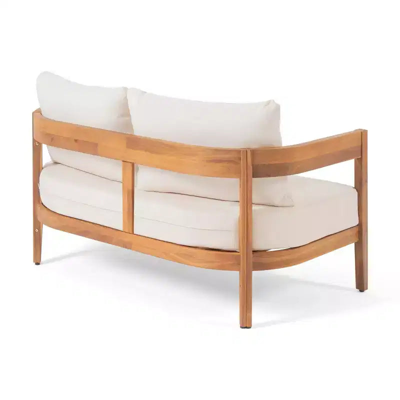 Christopher Knight Home Safira 5 Piece Patio Rustic Acacia Wood Conversation Set with Thick Cushions