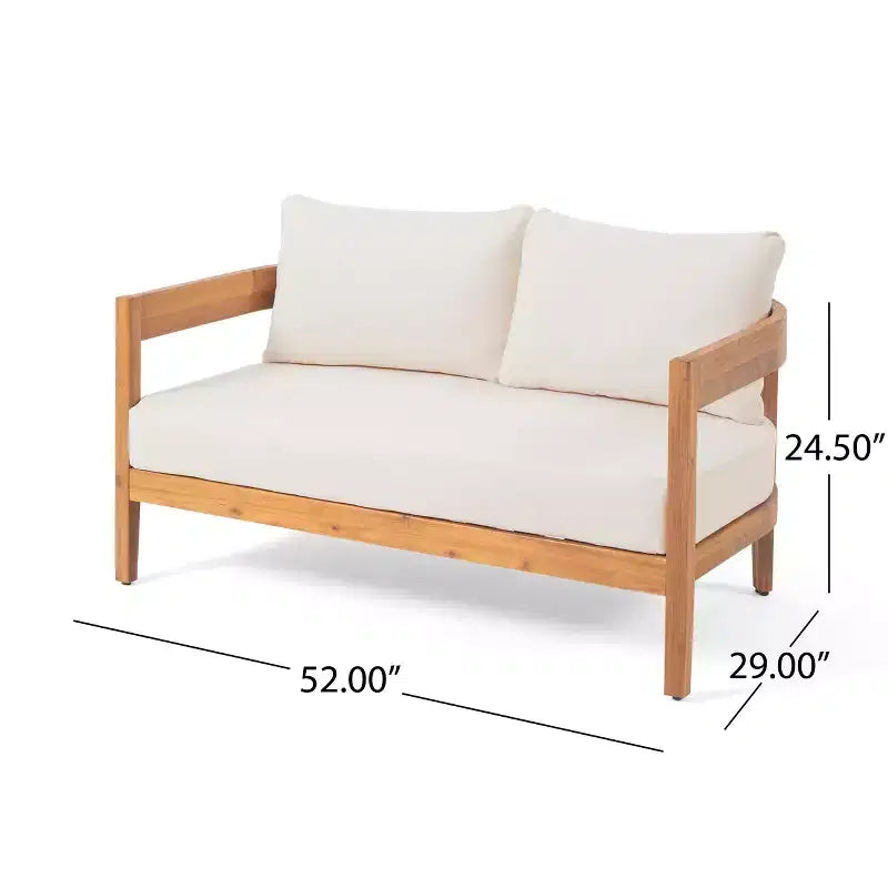 Christopher Knight Home Safira 5 Piece Patio Rustic Acacia Wood Conversation Set with Thick Cushions