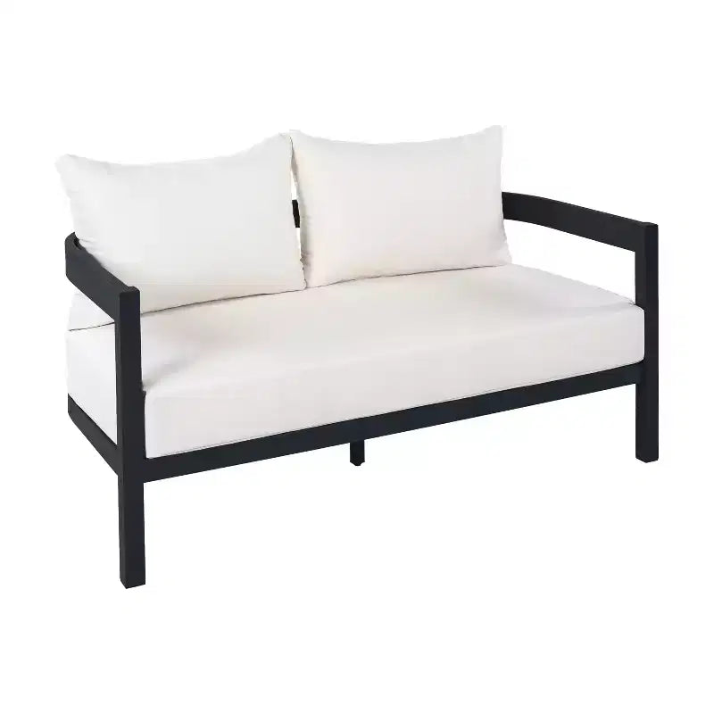 Christopher Knight Home Althea 5 Piece Modern Outdoor Curved Aluminum Conversation Set with Glass Coffee Table