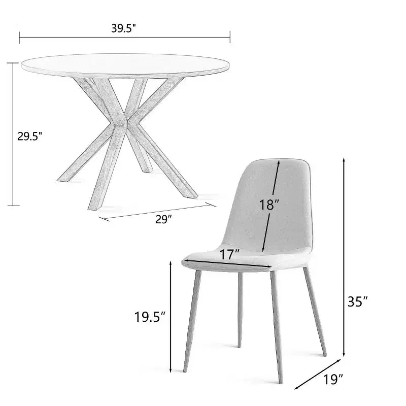 5-Piece Round Dining Table Set with 4 Upholstered Chairs, Black Pedestal Kitchen Table for Small Spaces-Panipeachy